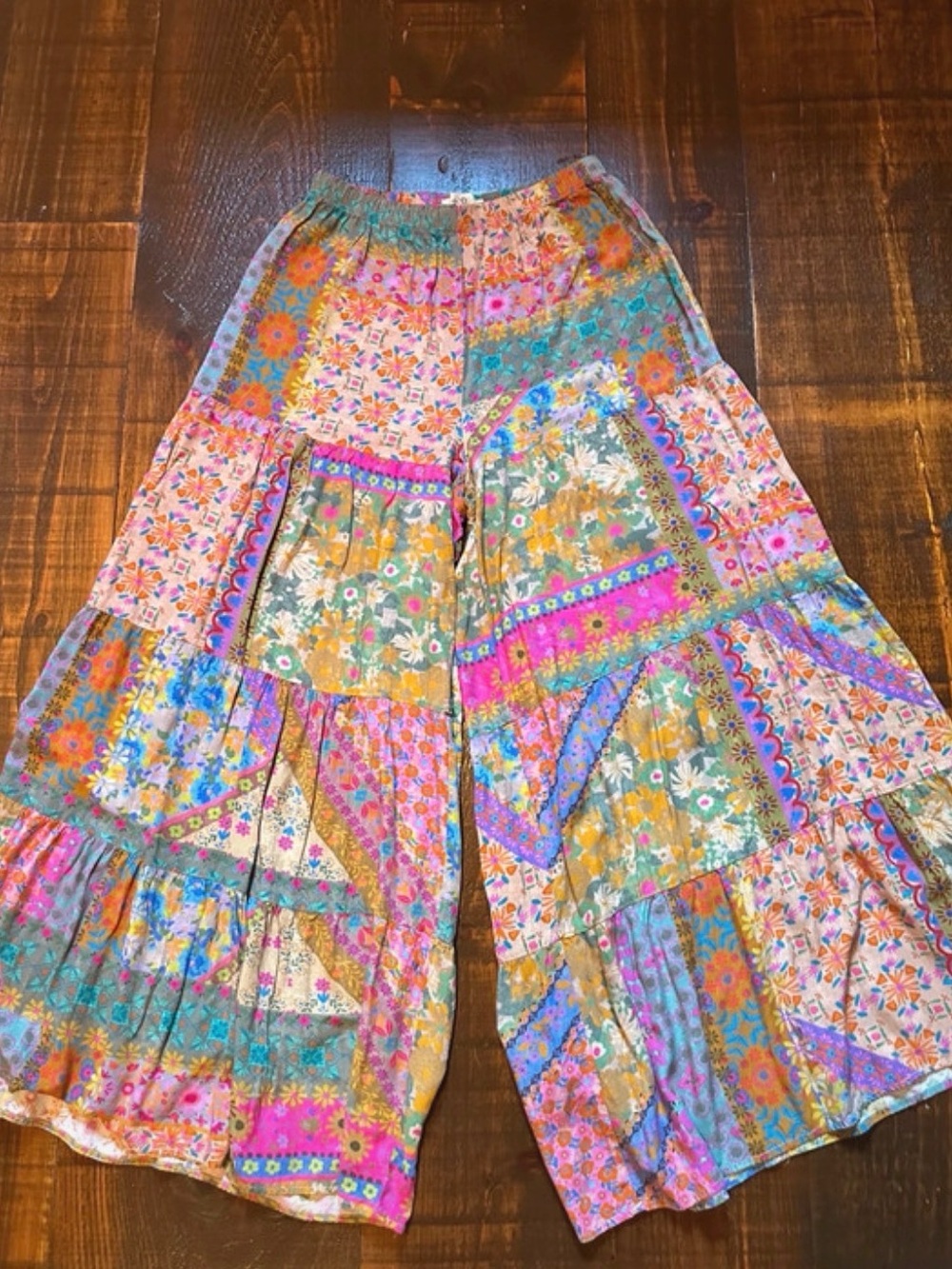 NATURAL LIFE Multicolor Boho Patchwork Palazzo Pants